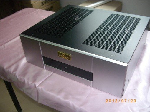 Goldmund DIY-Chassis Postverstärker-Gehäuse aus Aluminium und Eisen, Farbe: Silber, B/T/H: 420 x 140 x 368 mm - Bild 1
