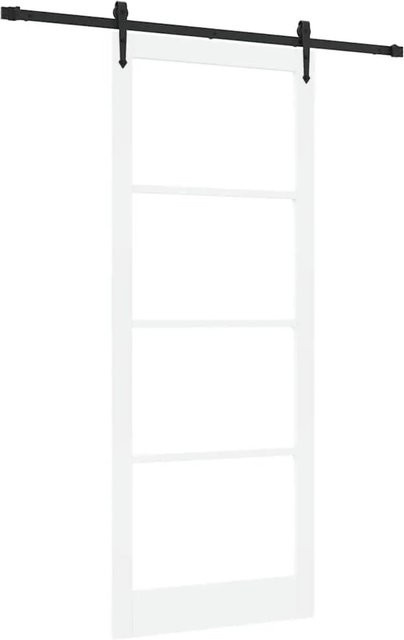 vidaXL Schiebetür aus Massivholz Kiefer und Glas in Weiß, Höhe: 232 cm, Breite: 93 cm - Bild 1