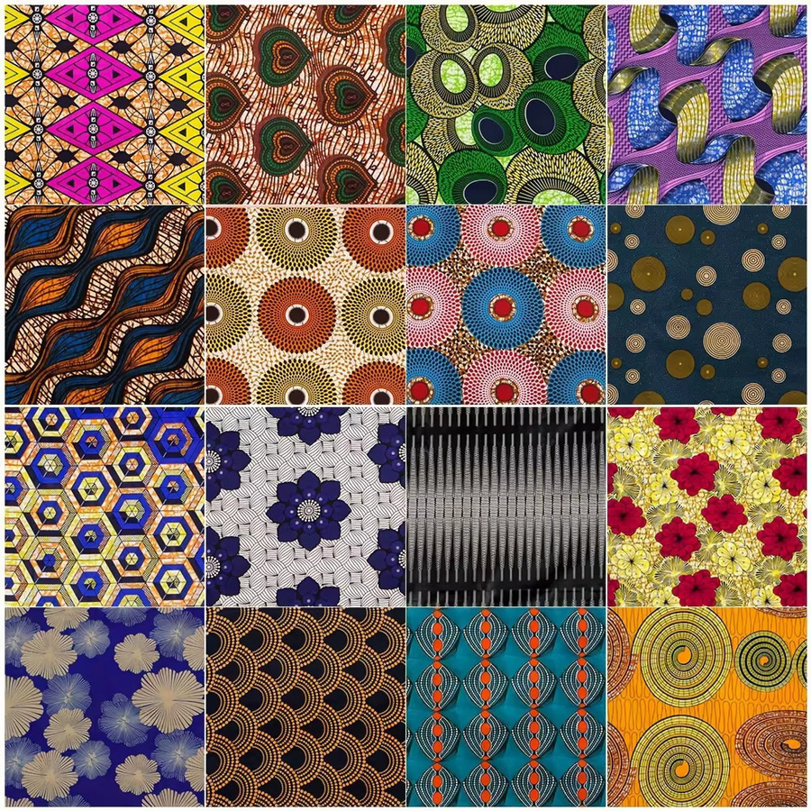 WENYUYA 8er Set Afrikanischer Wachsstoff aus Polyester mit Digitaldruck, Mehrfarbig, B/H: 50 x 40 cm - Bild 2