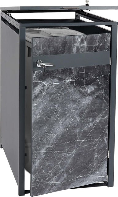 Mülltonnenverkleidung MCW-J82 Mülltonnenbox aus Metall in Anthrazit mit dunkler Marmor-Optik, H x B x T: 80 x 117 x 68 cm - Bild 1