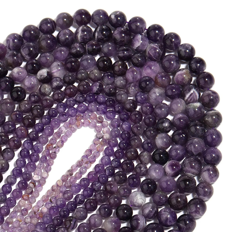 lingsai Amethyst-Perlen, dunkelviolett, Unisex, 4-12 mm - Bild 5