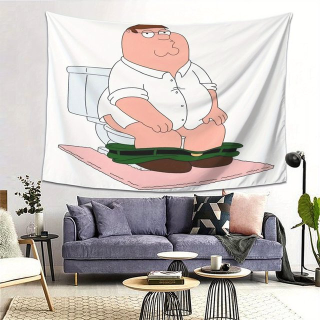 VIKAMA Wandteppich mit Peter Griffin Muster in Multicolour, rechteckiger Wandbehang für dein Wohnzimmer, Schlafzimmer oder Heimbüro, Breite: 60 cm, Höhe: 40 cm - Bild 1