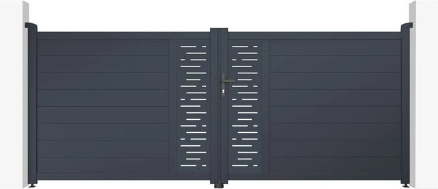 Casanoov Elektrisches Flügeltor Arlberg aus Aluminium in Grau inklusive Drehtorantrieb Ranger B150, Breite: 355 cm, Höhe: 145 cm - Bild 1