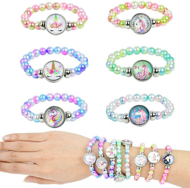 CYZIWEIN Armband, Einhorn Anhänger, Perle, Bunt, Kinder - Bild 1
