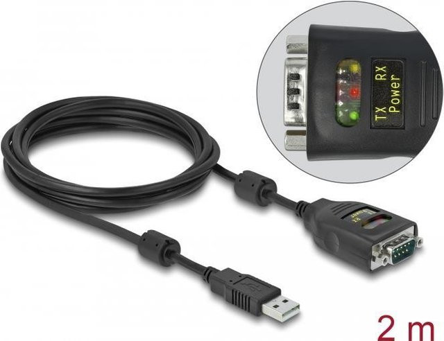 Delock Adapterkabel USB 2.0 A auf RS-232 Schwarz 2,0 m - Bild 1