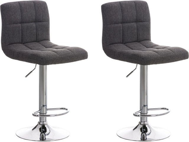 DELUKE 2er Set Barhocker REZAR in Hellgrau mit Silber, höhenverstellbare Barstühle mit Lehne und 360 Grad Drehbarkeit, B/T/H: 46 x 47 x 94 cm - Bild 1