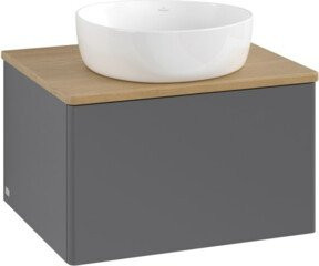 V&B Waschtischunterschrank Antao mit Beleuchtung, Eiche Honig Optik und Anthrazit Lackierung, B/T/H: 60 x 36 x 50 cm - Bild 1