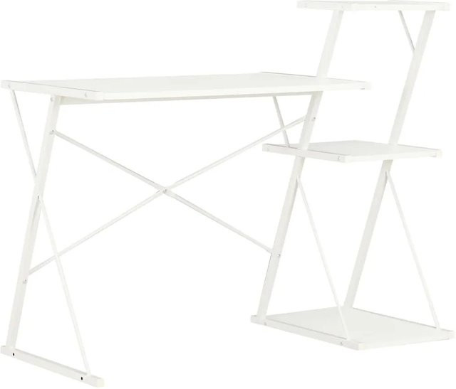 vidaXL Computer Schreibtisch mit Regal in Weiß, modernes Design für dein Home-Office, B/T/H: 116 x 50 x 93 cm - Bild 1