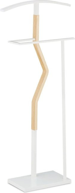 Relaxdays Herrendiener in Weiß aus Stahl und Holz mit modernem Design, H x B x T: 107 x 48 x 20 cm - Bild 1