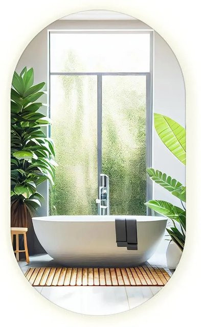 Tulup LED Wandspiegel Oval ohne Rahmen in Neutralweiß 4000K, Breite: 58 cm, Höhe: 100 cm - Bild 1