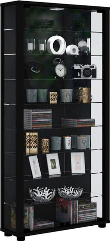 VCM Standvitrine Lumo Maxi in Schwarz mit ESG-Sicherheitsglas, B: 59 cm, H: 113 cm, T: 18 cm - Bild 2