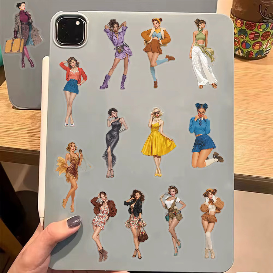 50 Stück Pop Girl Kreative Serie Aufkleber Set für DIY Dekoration von Laptop, Telefonhülle und Gitarre, Transparent und Mehrfarbig - Bild 2