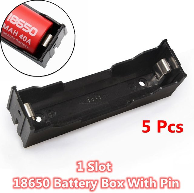 TANGSPOWER 5er Set 18650 Batteriehalter für 1 Slot, 3,7 V Batteriekasten aus ABS in Schwarz - Bild 1