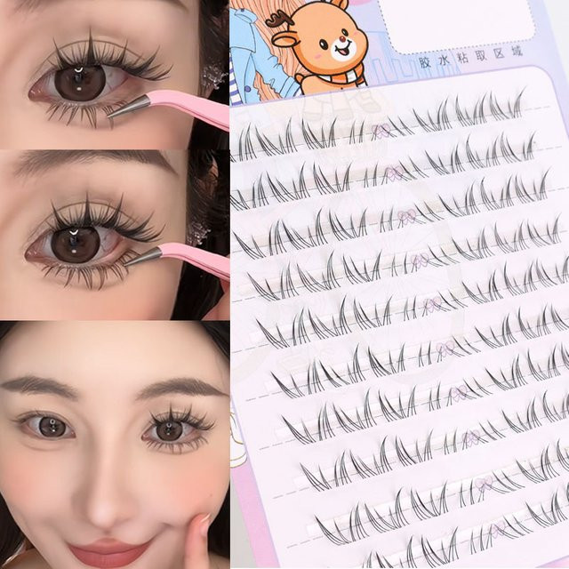 Natürliche falsche Wimpern, segmentiert, klar - Bild 1