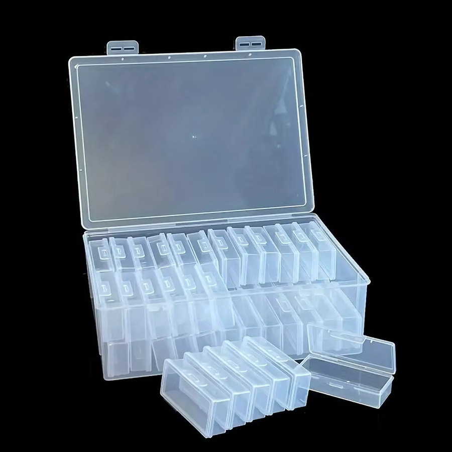 48 transparente Kunststoffboxen zur Organisation von Schmuck und Kleinteilen, B/T/H: 48 x 32 x 10 cm - Bild 2