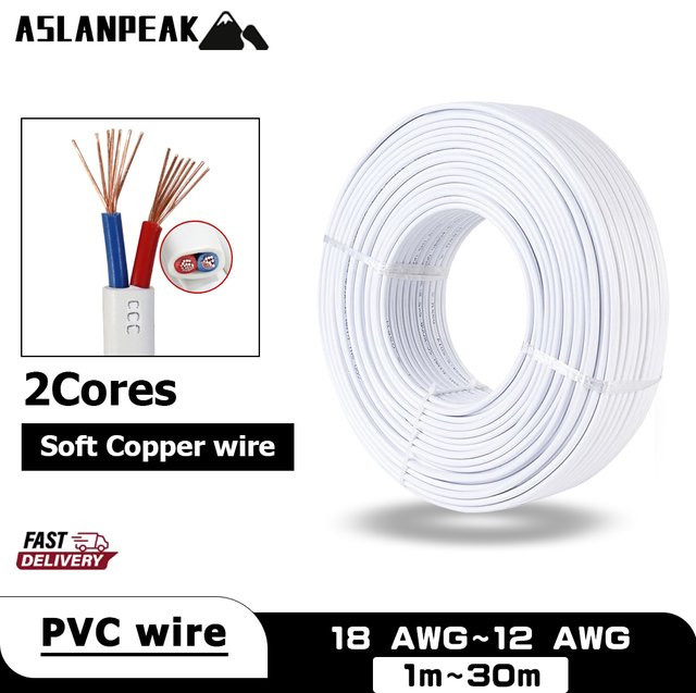 ASLANPEAK RVVR 2-adriges PVC-Mantelkabel 18-12AWG Weiches Kupferkabel für Klimaanlagen und Warmwasserbereiter - Bild 1
