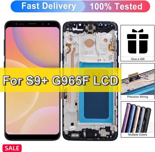 Samsung S9 Plus LCD Display mit Rahmen und Touchscreen Digitizer Ersatz für G965 G965F in Schwarz - Bild 1