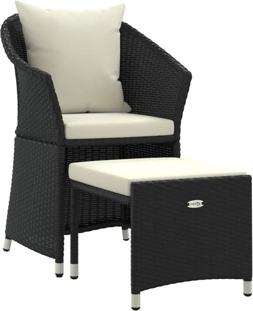 vidaXL 2-tlg Garten-Lounge-Set mit Kissen aus schwarzem PE-Rattan und Stahl Modell 2 - Bild 1