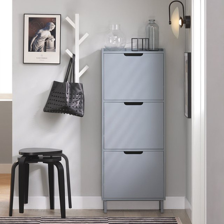 SoBuy Schuhkipper FSR151-H Schuhschrank in Schwarz mit 3 Klappen und 6 Ablageflächen