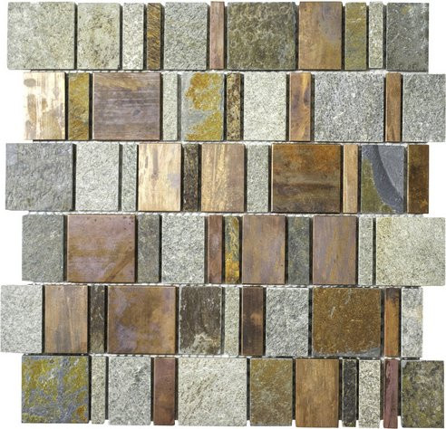 HuH Mosaik Mosaikfliese Urban-Mix Wandbelag in Grau mit Steinoptik, B: 29,8 cm, L: 29,6 cm - Bild 1