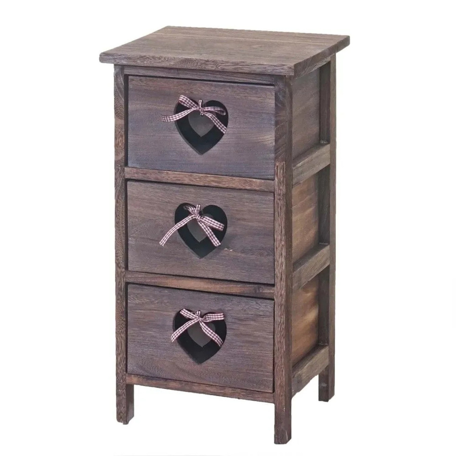 MCW Kommode Sues in Braun mit 3 Schubladen und Herzen im Shabby-Look aus Paulowniaholz, B/T/H: 55 x 29 x 25 cm - Bild 3