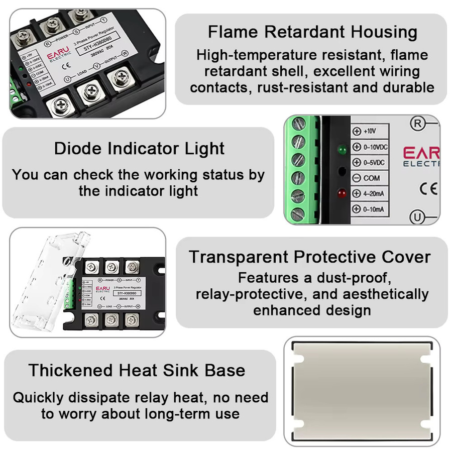 EARU Halbleiterrelais Leistungsregler Thyristor 80A Einphasen und Dreiphasen Vollisoliert - Bild 4