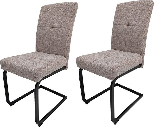 HTI-Living Schwingstuhl Kinsey 2er Set in Braun mit Chenille-Optik und Karo-Steppung - Bild 1
