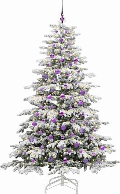 vidaXL Künstlicher Weihnachtsbaum Weiß, 210 cm Höhe, Klappbar aus PE und PVC - Bild 1