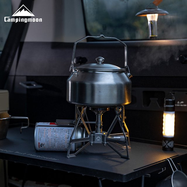 CAMPINGMOON Schmetterlingskocher XD-3F mit elektronischer Zündung, faltbarer Windschutz, Silber - Bild 1