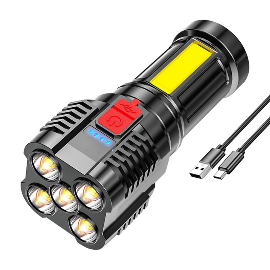 TOMTOP JMS LED-Taschenlampe mit USB-Ladefunktion und Seitenlicht, Silber - Bild 7