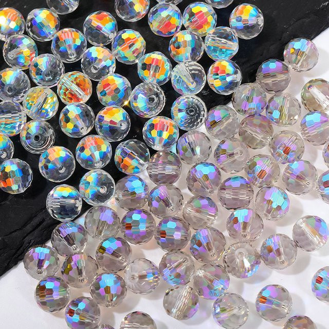 SMI Fine Perlen, Kristallglas, facettiert, 10 mm, rund, AB-beschichtet - Bild 1