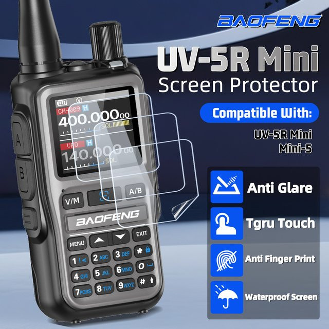Baofeng UV 5R Mini Walkie-Talkie Displayschutzfolie, transparent, fingerabdruckresistent und kratzerautoreparierend - Bild 1
