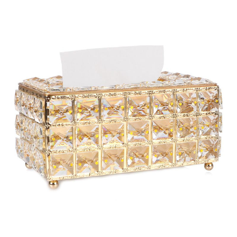 SEEQS Serviettenspender Kristall-Design in Gold und Glas, quadratischer Tissuebox-Kubus für Hotel, Café und Büro - Bild 2
