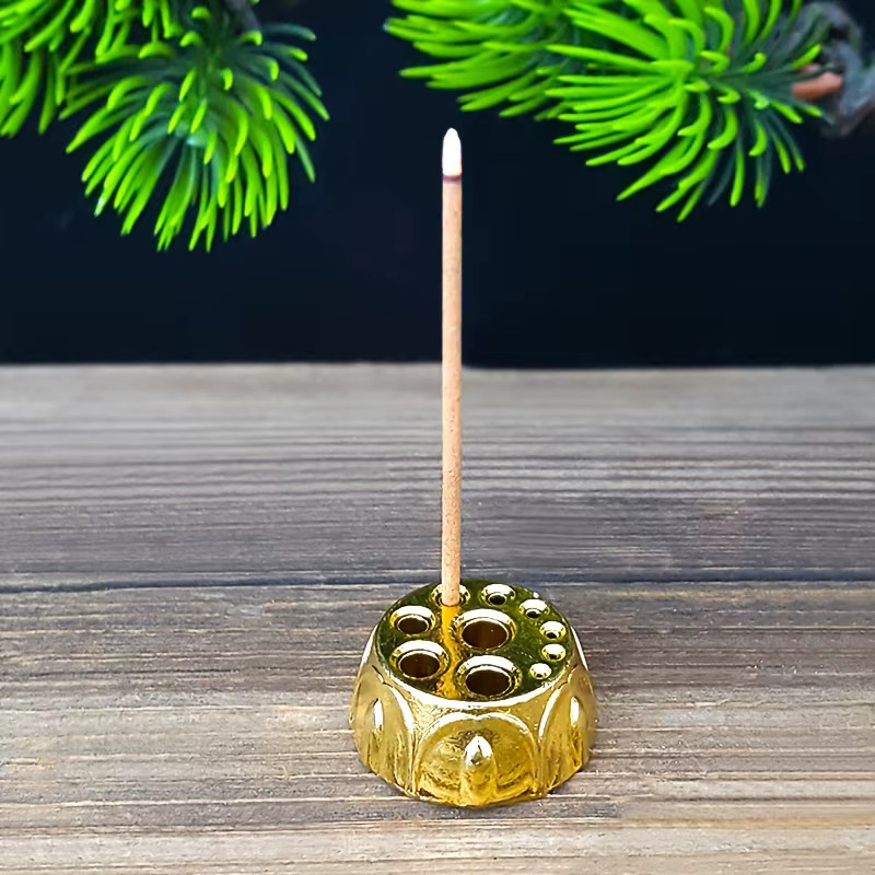 MINIDEAL Mini-Räucherstäbchenhalter aus Metall in Gold mit 10 Löchern und floralem Design - Bild 2