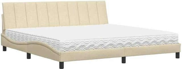 vidaXL Bett mit Matratze in Creme und Beige aus Stoff und Schaumstoff B/T/H: 200 x 200 x 205 cm - Bild 1