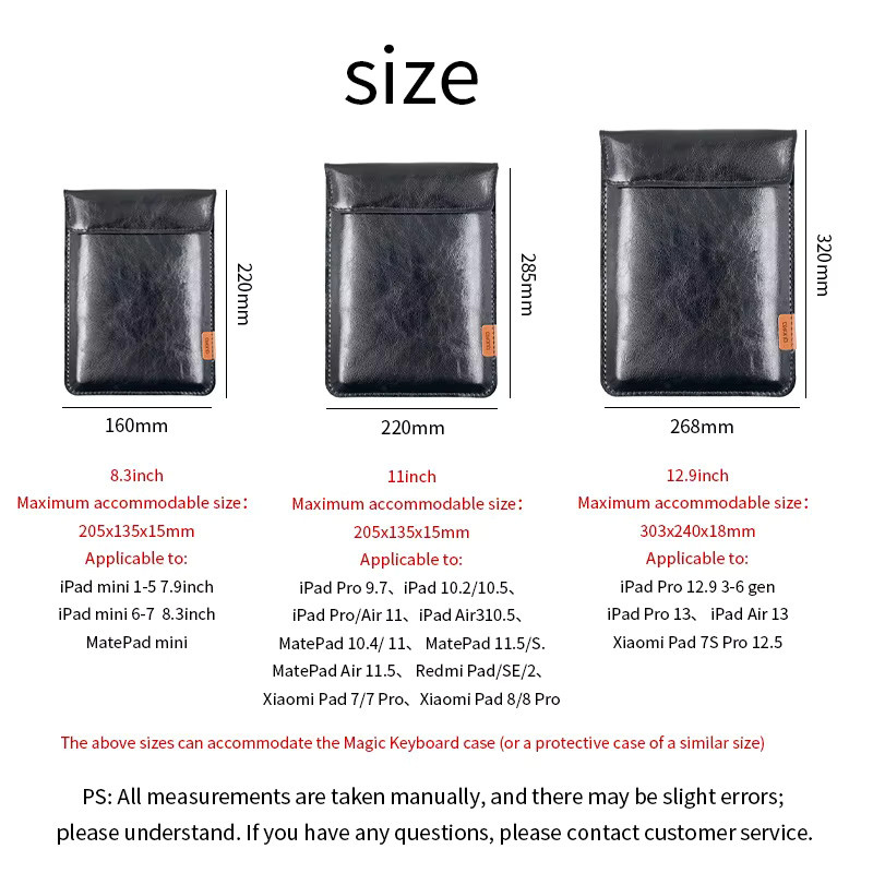Schlanke und leichte Tablet-Schutzhülle für Apple iPad Mini, Pro, Air und 10.5/10.9 Zoll mit Innentasche in Schwarz oder Braun - Bild 3