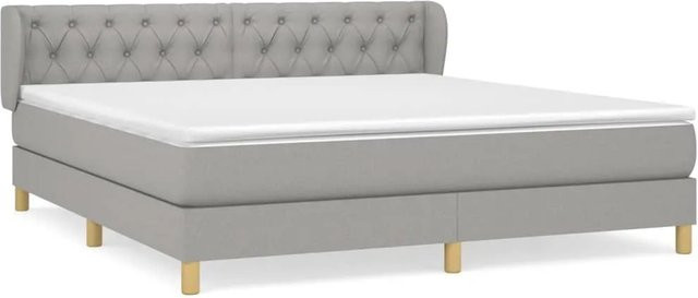 vidaXL Boxspringbett mit Matratze Hybrid-Design in Hellgrau, B/T/H: 160 x 200 x 163 cm - Bild 1