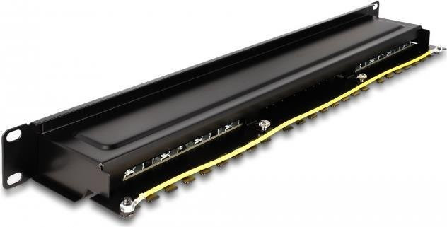 Delock Patch Panel CAT 6a für 19 Zoll Rack-Montage, 16x RJ-45 und 16x LSA, Schwarz, 1U, Breite: 48,3 cm - Bild 1
