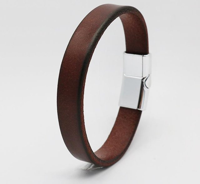 Armband Leder, Vintage, brown, 18.5cm, Unisex - Bild 1