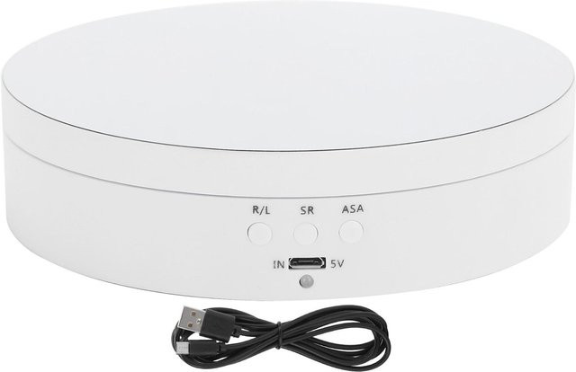 Elektrischer 360 Grad Drehteller von OutsideWorld in Weiß mit 3 Geschwindigkeiten und USB-Aufladung - Bild 1