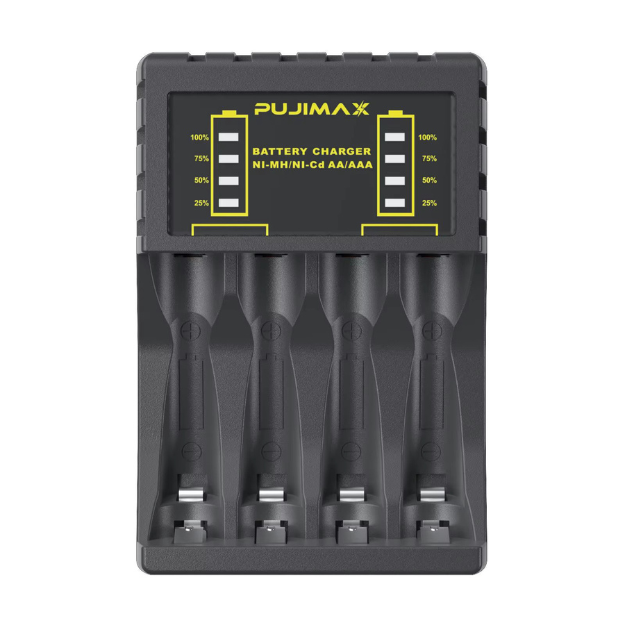 VORTNGLE AA/AAA-Batterieladegerät mit 4 Steckplätzen, intelligentes LED-Display und USB-C Anschluss, Schwarz - Bild 6