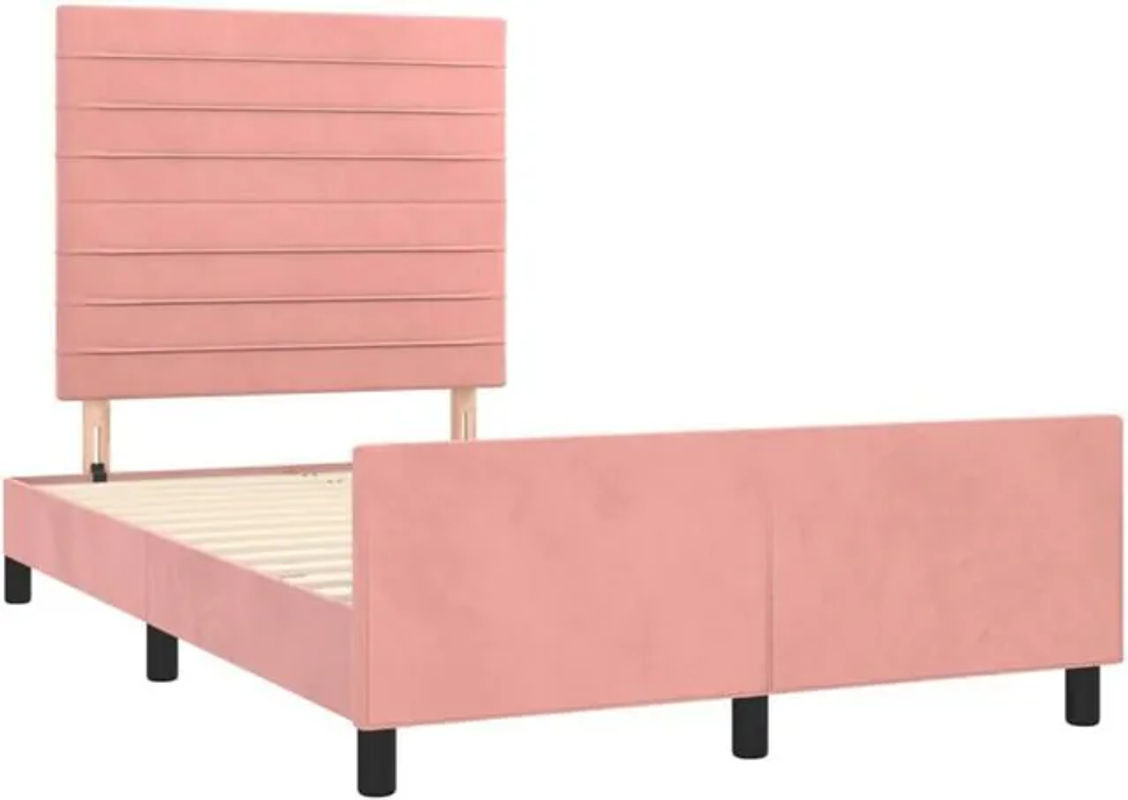 Polsterbett Vidaxl in Rosa aus Samt und Holzwerkstoff, B/T: 120 x 190 cm - Bild 1