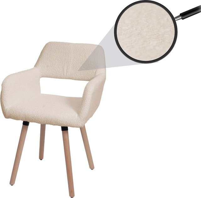 MCW Esszimmerstuhl A50 II mit Armlehnen aus Buchenholz und beige Bouclé-Stoffbezug - Bild 1
