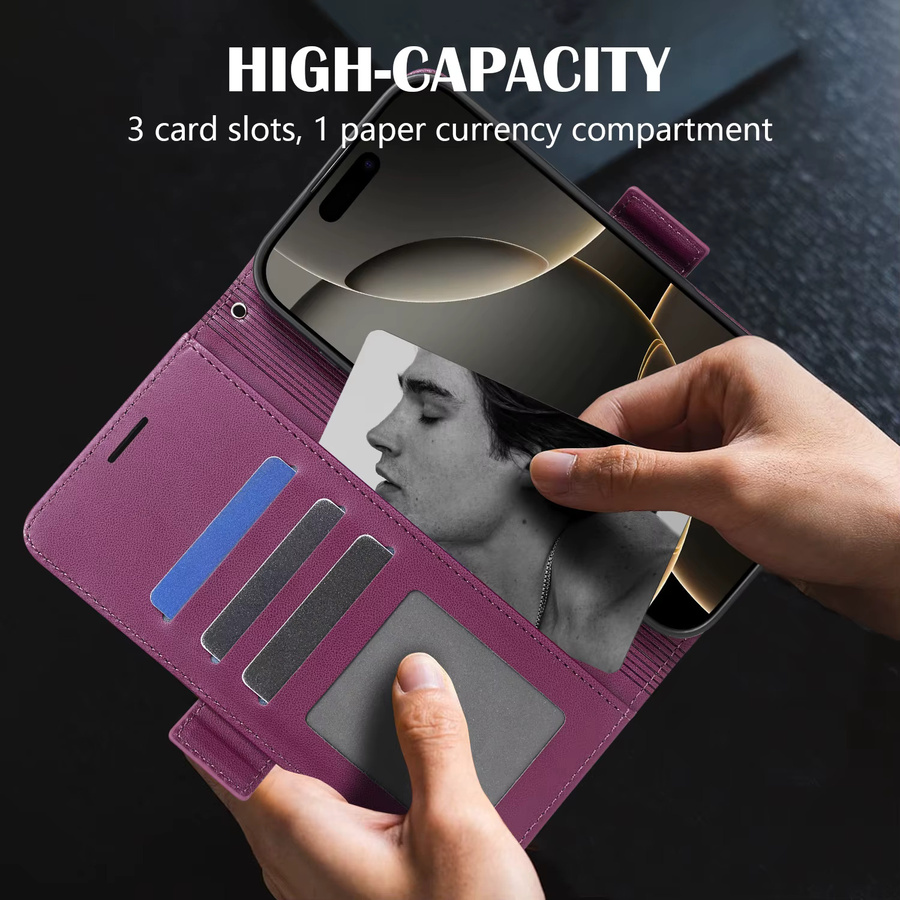 Magnetische Leder-Brieftasche mit Kartensteckplatz für Samsung Galaxy S25 Edge S24 FE S23 Plus S22 Ultra S21 S20 in Purple - Bild 2