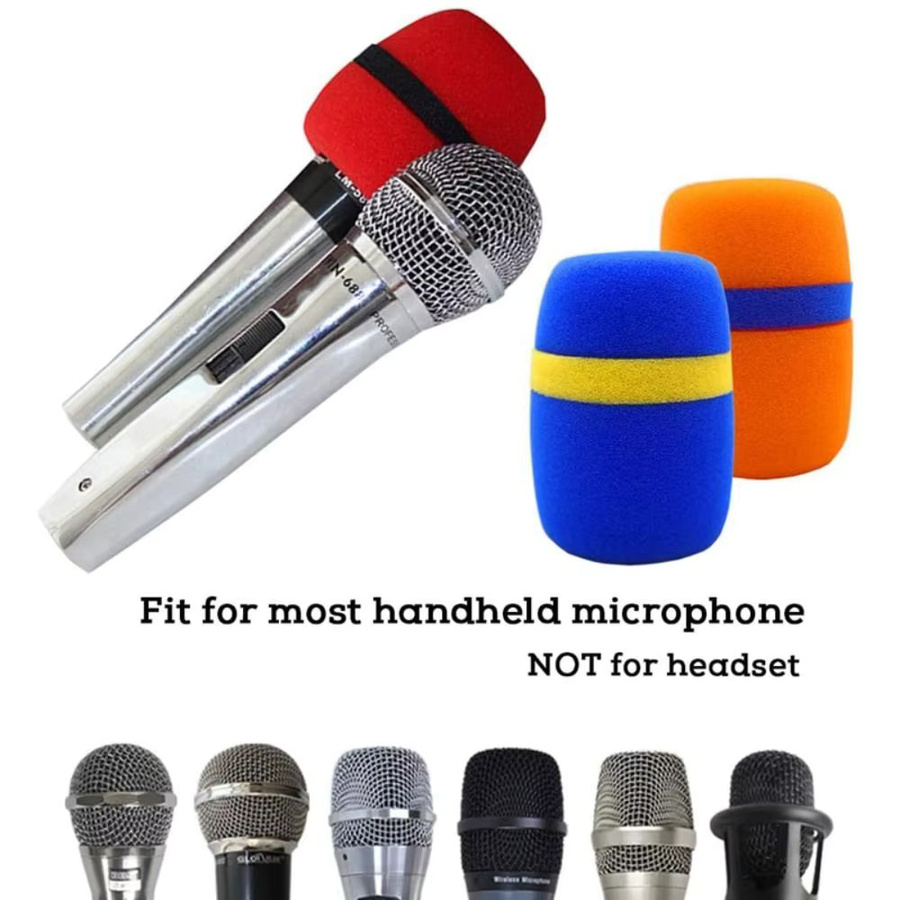 5 Stück Mikrofon Windschutz Schaumstoff Abdeckung als Pop Filter für Studio, Interview und Karaoke in Orange und Multicolour - Bild 5
