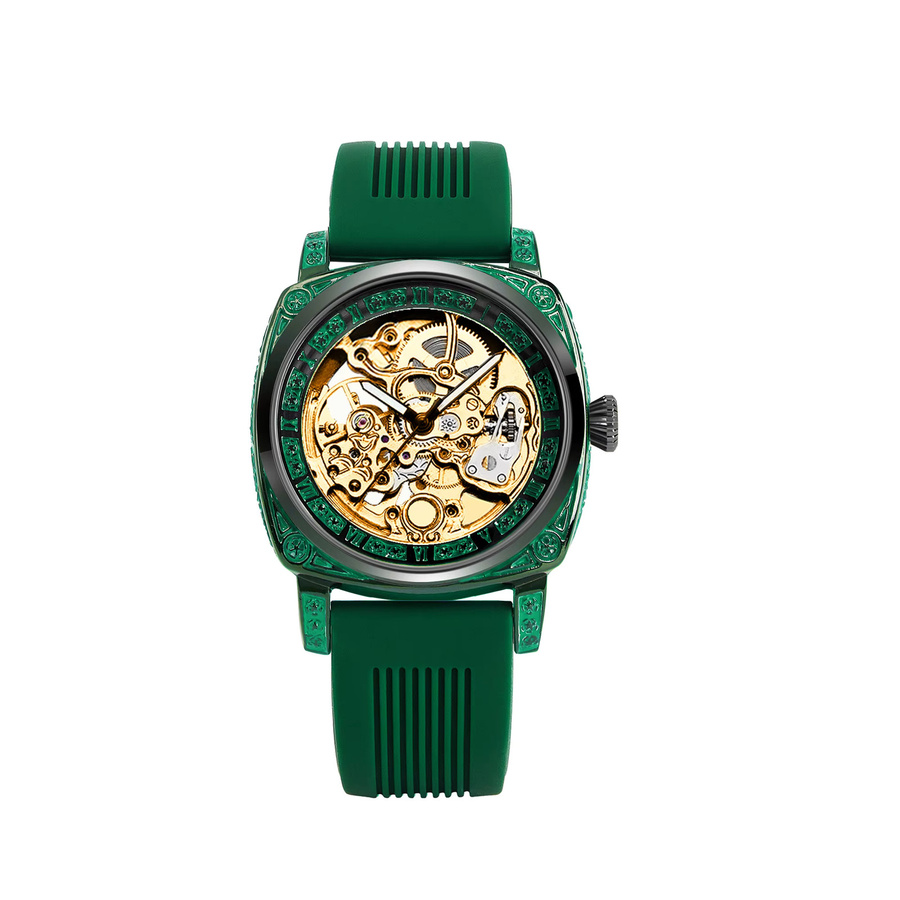 CAROTIF Armbanduhr Automatik, Gold, Grün, Silikon, Damen - Bild 5