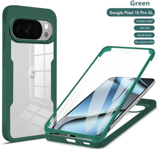 3in1 Armor 360 Grad Vollschutz Hülle mit Displayschutz für Google Pixel 10, 10A, 9 Pro XL und 10 Pro XL, Transparent Grün, Anti-Drop Schutzhülle aus PC und TPU von Xiangyun - Bild 1