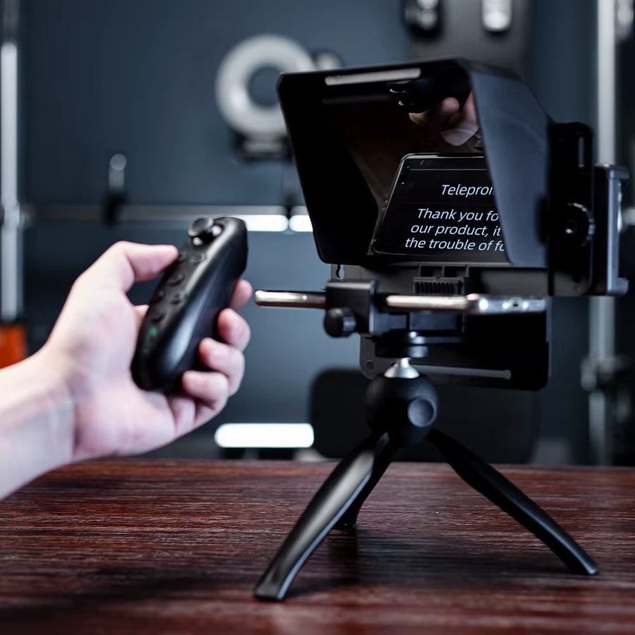 Pronstoor Mini Teleprompter für Smartphone und DSLR Kamera mit Fernbedienung, Schwarz - Bild 2