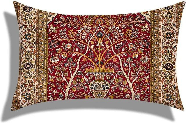 JMG Clothing Kissenbezug im marokkanischen Stil mit floralem Design, Farbe: Rot, B/H: 50 x 30 cm - Bild 1