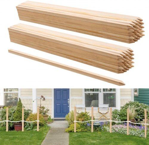 VEVOR Holzpfähle aus Tannenholz, 50 Stück, B/T/H: 1,9 x 1,9 x 91,4 cm, scharfe Spitze für Garten, Zaunbau und Begrenzungen - Bild 1